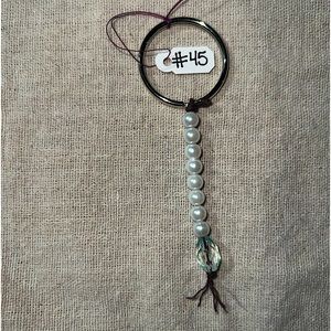 White/Clear Blue Beaded Keychain (#45)